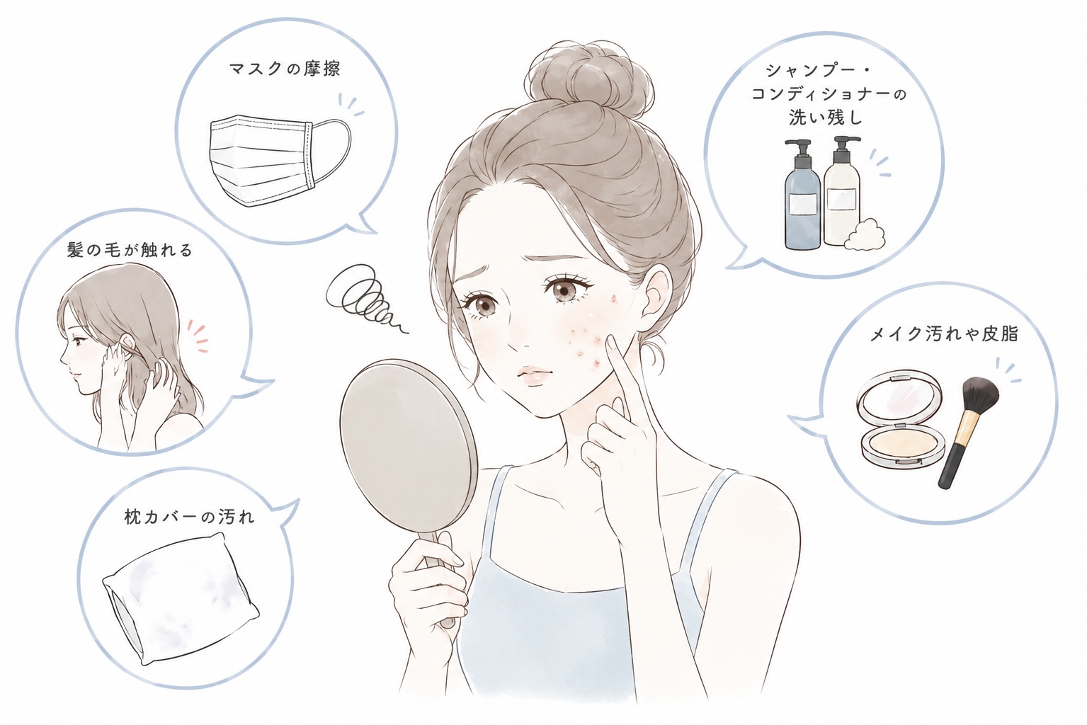 ニキビができる原因 白ニキビ 赤ニキビ ニキビ予防 スキンケア