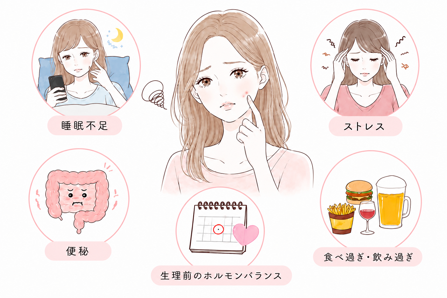 ニキビができる原因 白ニキビ 赤ニキビ ニキビ予防 スキンケア